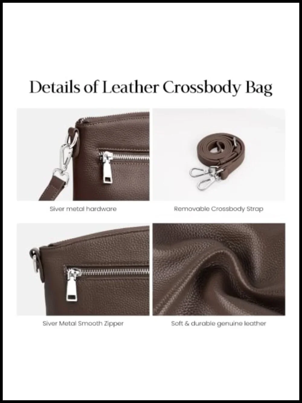 Genuine Leather Anti-Theft Small Crossbody Bag RFID Blocking Multi Pocket_5